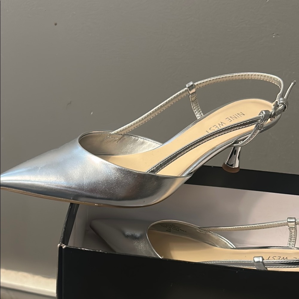 Nine West Silver Strappy Heels